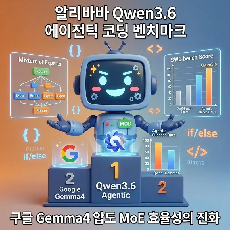 알리바바 qwen36 에이전틱 코딩 벤치마크 구글 gemma4 압도
